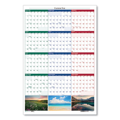 Earthscapes Recycled Reversible/erasable Yearly Wall Calendar, Nature Photos, 24 X 37, White Sheets, 12-month (jan-dec): 2024