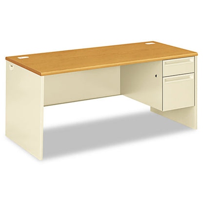 38000 Series Right Pedestal Desk, 66" X 30" X 29.5", Harvest/putty