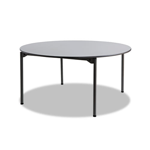 Maxx Legroom Wood Folding Table, Round, 60" X 29.5", Gray/charcoal