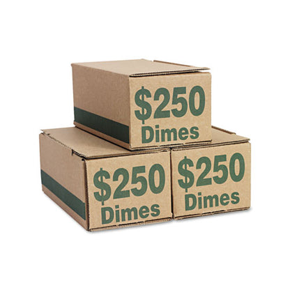 Corrugated Cardboard Coin Storage With Denomination Printed On Side, 8.06 X 3.31 X 3.19,  Green