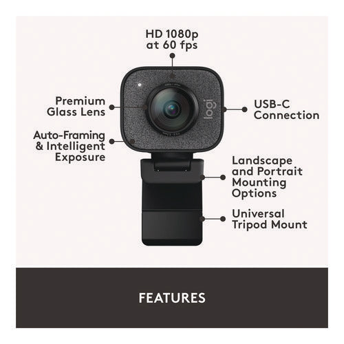 Streamcam Plus Webcam, 1920 X 1080 Pixels, 2.1 Mpixels, Black