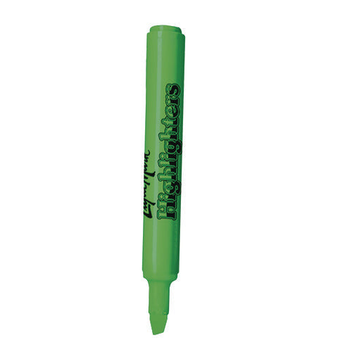 Tank Fluorescent Highlighter, Green Ink, Chisel Tip, Green Barrel, Dozen