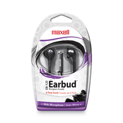Eb125 Earbud With Mic, 6 Ft Cord, Black