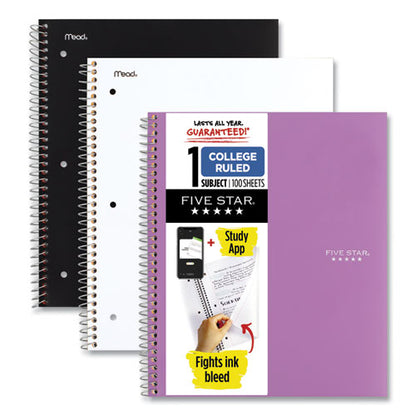 Wirebound Notebook With Two Pockets, 1-subject, Medium/college Rule, Assorted Cover Color, (100) 11 X 8.5 Sheets, 3/pack