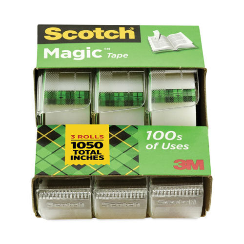 Magic Tape In Handheld Dispenser, 1" Core, 0.75" X 25 Ft, Clear, 3/pack