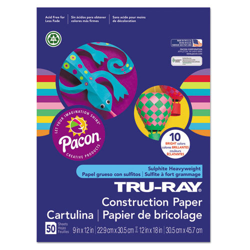 Tru-ray Construction Paper, 76 Lb Text Weight, 9 X 12, Assorted Bright Colors, 50/pack