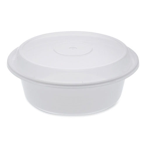 Newspring Versatainer Microwavable Containers, Round, 32 Oz, 7 X 7 X 2.75, White/clear, Plastic, 150/carton