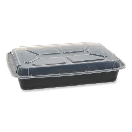 Newspring Versatainer Microwavable Containers, Rectangular, 58 Oz, 8.5 X 11.5 X 2.5, Black/clear, Plastic, 150/carton