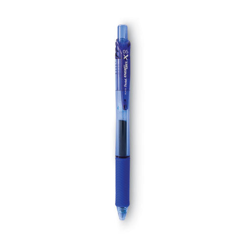 Energel-x Gel Pen, Retractable, Fine 0.5 Mm Needle Tip, Blue Ink, Translucent Blue/blue Barrel, Dozen
