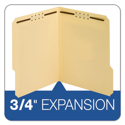 Top Tab Fastener Folder, 0.75" Expansion, 2 Fasteners, Letter Size, Manila Exterior, 50/box