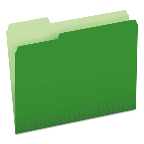 Colored File Folders, 1/3-cut Tabs: Assorted, Letter Size, Green/light Green, 100/box