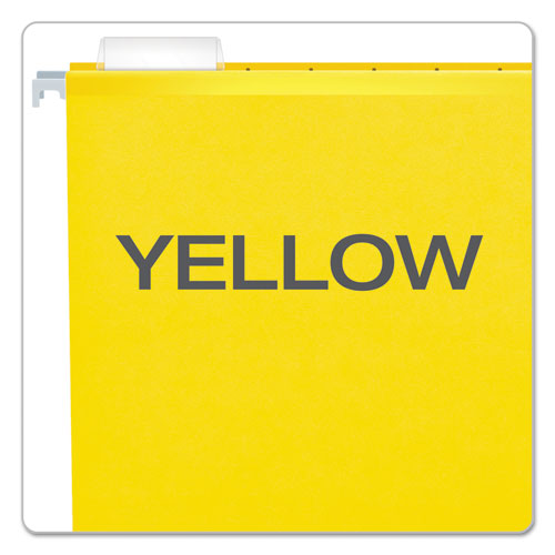 Colored Reinforced Hanging Folders, Legal Size, 1/5-cut Tabs, Yellow, 25/box