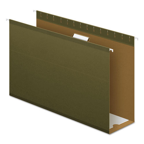 Extra Capacity Reinforced Hanging File Folders With Box Bottom, 4" Capacity, Legal Size, 1/5-cut Tabs, Green, 25/box