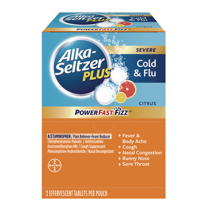 Plus Powerfast Fizz Sever Cold And Flu Effervescent Tablet, 2 Tablets/pouch, 25 Pouches/box