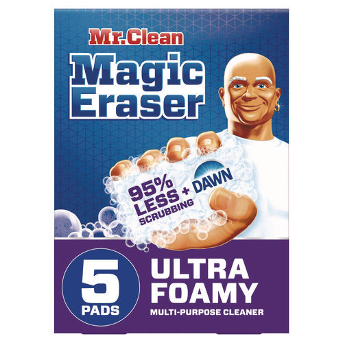 Magic Eraser, Ultra Foamy, 4.6" X 2.3", 0.7" Thick, White, 5/pack, 4 Packs/carton