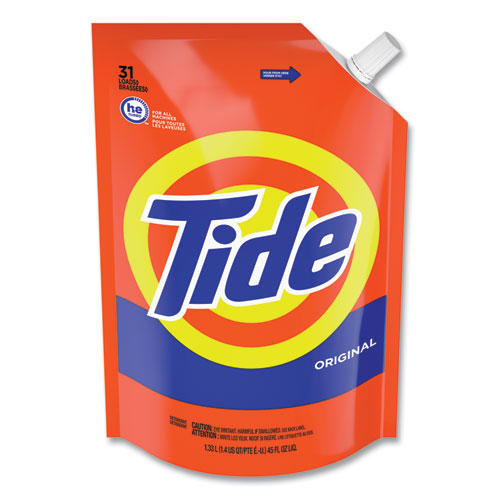 Pouch He Liquid Laundry Detergent, Tide Original Scent, 35 Loads, 45 Oz, 3/carton