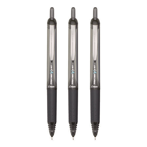 Precise V7rt Roller Ball Pen, Retractable, Fine 0.7 Mm, Black Ink And Barrel, 3/pack