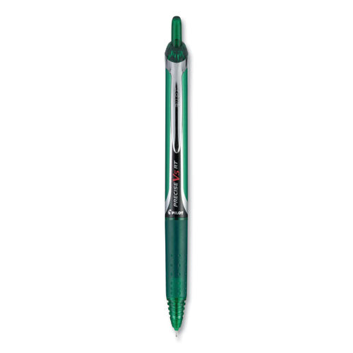 Precise V5rt Roller Ball Pen, Retractable, Extra-fine 0.5 Mm, Green Ink, Green/silver Barrel