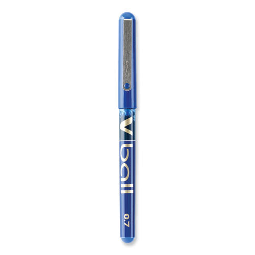 Vball Liquid Ink Roller Ball Pen, Stick, Fine 0.7 Mm, Blue Ink, Blue/clear Barrel, Dozen