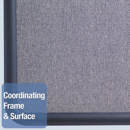 Contour Fabric Bulletin Board, 36 X 24, Light Blue Surface, Navy Blue Plastic Frame