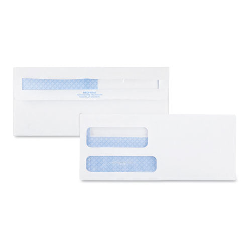 Double Window Redi-seal Security-tinted Envelope, #9, Commercial Flap, Redi-seal Adhesive Closure, 3.88 X 8.88, White, 500/bx