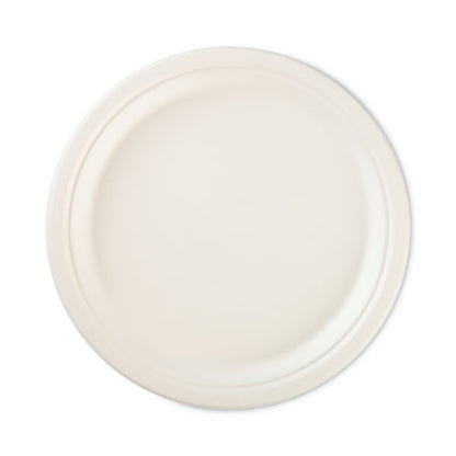Ecosave Tableware, Plate, Bagasse, 10.13" Dia, White, 16/pack
