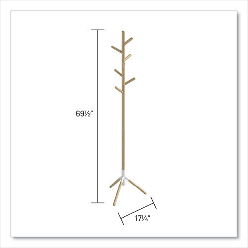 Resi Standing Coat Tree, 6 Hook, 17.25w X 17.25d X 69.5h, White