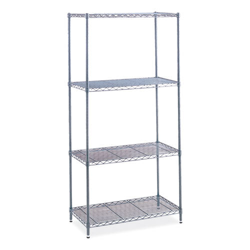 Industrial Wire Shelving, Four-shelf, 36w X 24d X 72h, Metallic Gray