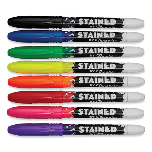 Stained Fabric Markers, Medium Brush Tip, Assorted Colors, 8/pack
