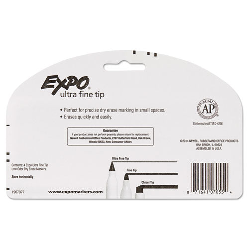 Low-odor Dry-erase Marker, Extra-fine Bullet Tip, Black, 4/pack