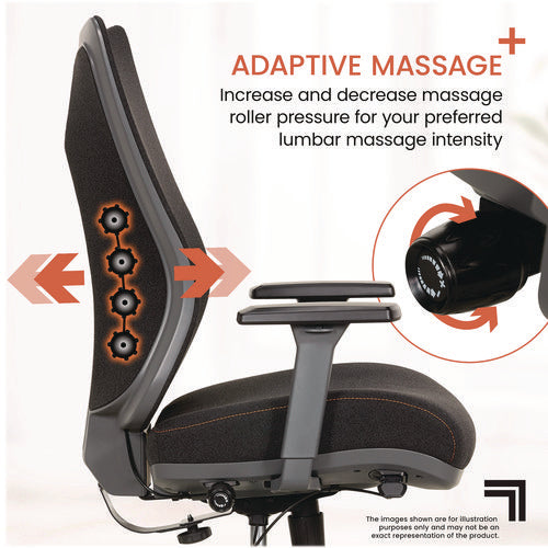 Revive Shiatsu Ergonomic Mesh Swivel Massage Chair, Supports Up To 275 Lbs, 19.75" To 22.75" Seat Height, Black Seat/back