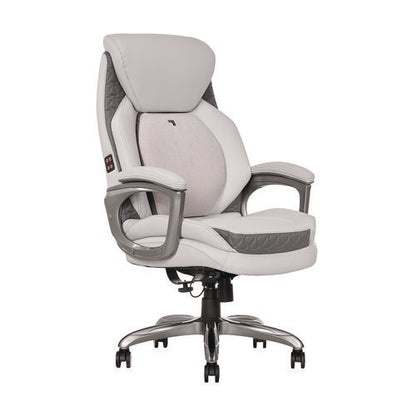 Ergonomic Bonded Leather Swivel Executive Massage Chair, Supports Up To 275 Lbs, 20" To 23" Seat Height, Off-white