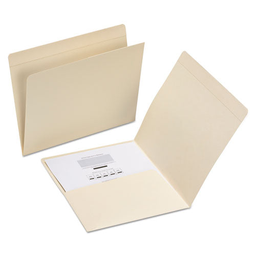 Top Tab File Folders With Inside Pocket, Straight Tabs, Letter Size, Manila, 50/box