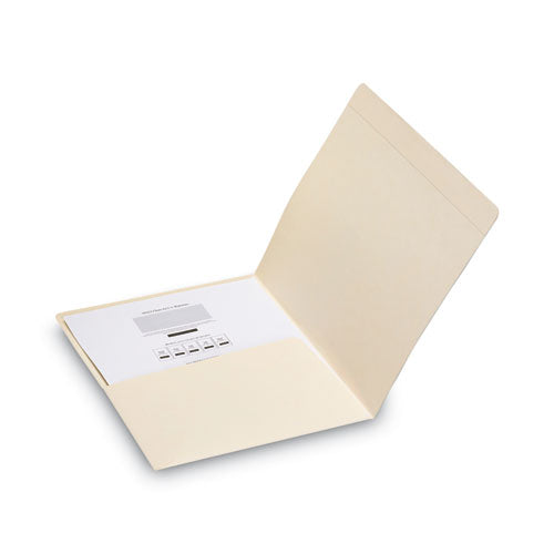 Top Tab File Folders With Inside Pocket, Straight Tabs, Letter Size, Manila, 50/box