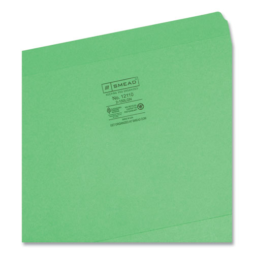 Reinforced Top Tab Colored File Folders, Straight Tabs, Letter Size, 0.75" Expansion, Green, 100/box