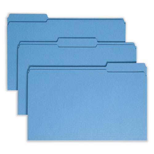 Reinforced Top Tab Colored File Folders, 1/3-cut Tabs: Assorted, Legal Size, 0.75" Expansion, Blue, 100/box