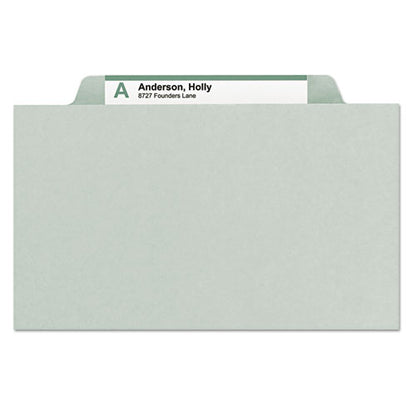 Expanding Recycled Heavy Pressboard Folders, 1/3-cut Tabs: Assorted, Legal Size, 2" Expansion, Gray-green, 25/box