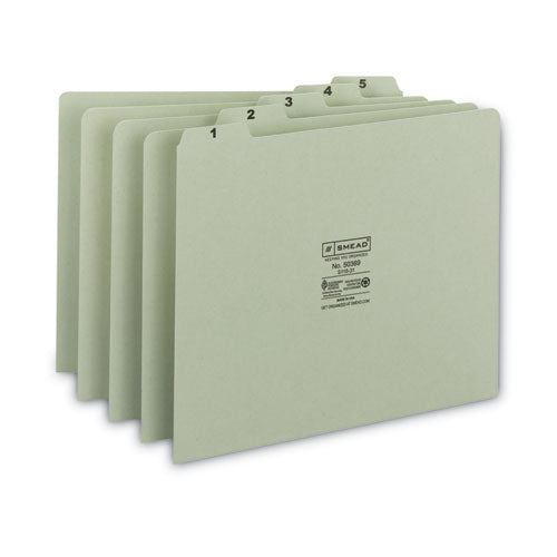 100% Recycled Daily Top Tab File Guide Set, 1/5-cut Top Tab, 1 To 31, 8.5 X 11, Green, 31/set