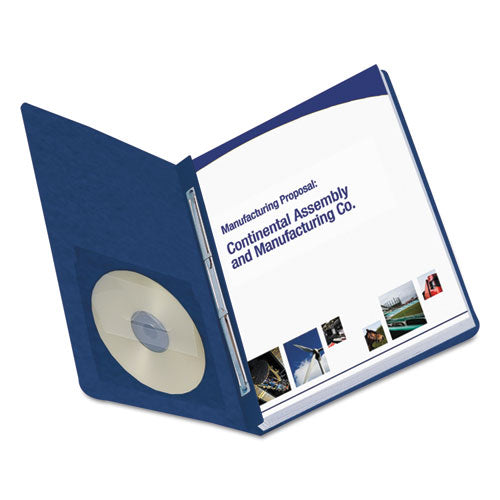 Prong Fastener Premium Pressboard Report Cover, Two-piece Prong Fastener, 3" Capacity, 8.5 X 11, Dark Blue/dark Blue