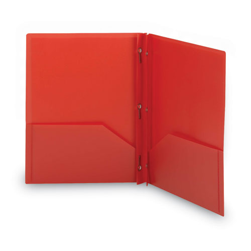 Poly Two-pocket Folder With Fasteners, 180-sheet Capacity, 11 X 8.5, Red, 25/box