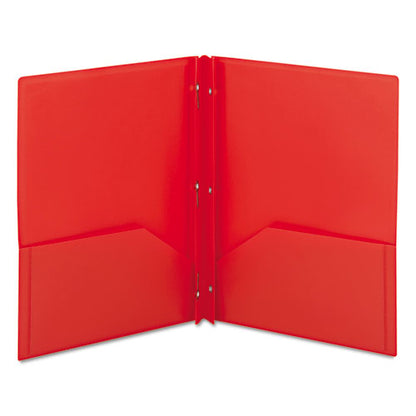 Poly Two-pocket Folder With Fasteners, 180-sheet Capacity, 11 X 8.5, Red, 25/box