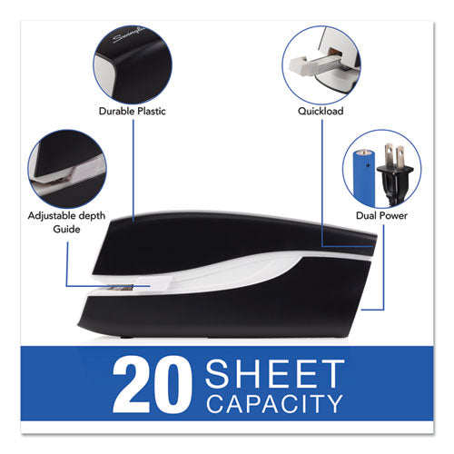Portable Electric Stapler, 20-sheet Capacity, Black