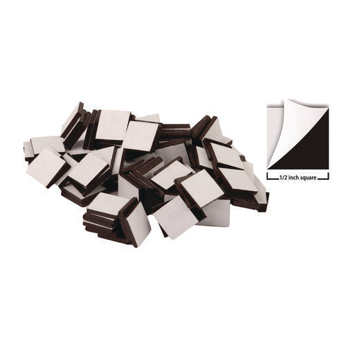 Adhesive Magnetic Squares, Black, 0.5", 100/set