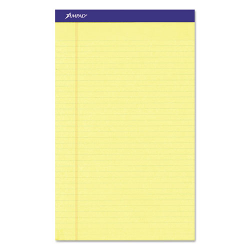 Perforated Writing Pads, Wide/legal Rule, 50 Canary-yellow 8.5 X 14 Sheets, Dozen