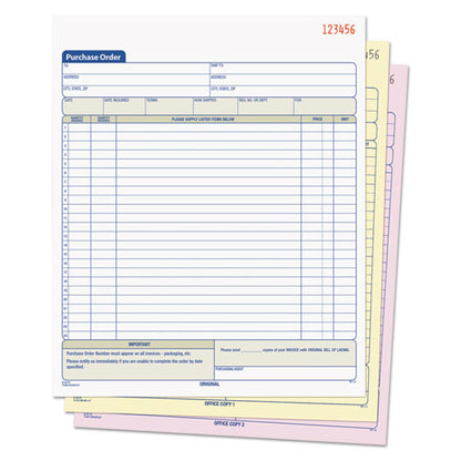 Purchase Order Book, 22 Lines, Three-part Carbonless, 8.38 X 10.19, 50 Forms Total
