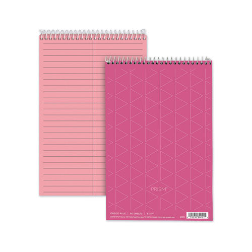Prism Steno Pads, Gregg Rule, Pink Cover, 80 Pink 6 X 9 Sheets, 4/pack