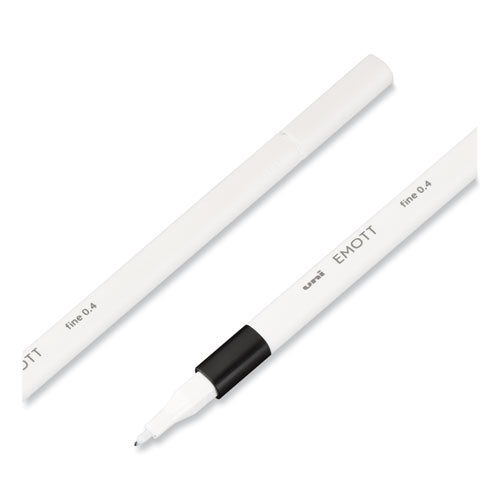 Emott Ever Fine Porous Point Pen, Stick, Fine 0.4 Mm, Assorted Ink Colors, White Barrel, 40/pack