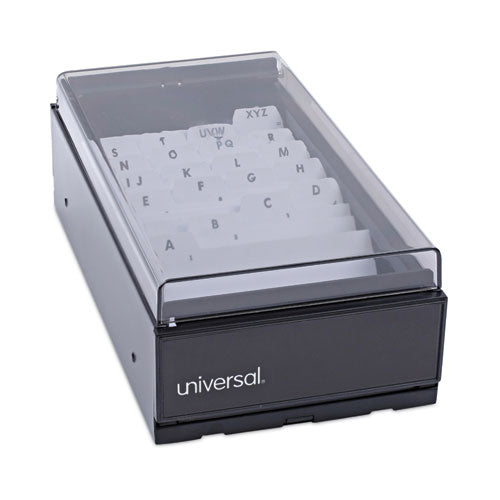 Business Card File, Holds 600 2 X 3.5 Cards, 4.25 X 8.25 X 2.5, Metal/plastic, Black