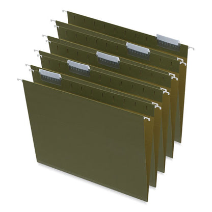 Box Bottom Hanging File Folders, 1" Capacity, Letter Size, 1/5-cut Tabs, Standard Green, 25/box