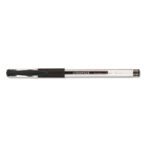 Comfort Grip Gel Pen, Stick, Medium 0.7 Mm, Black Ink, Clear/black Barrel, Dozen